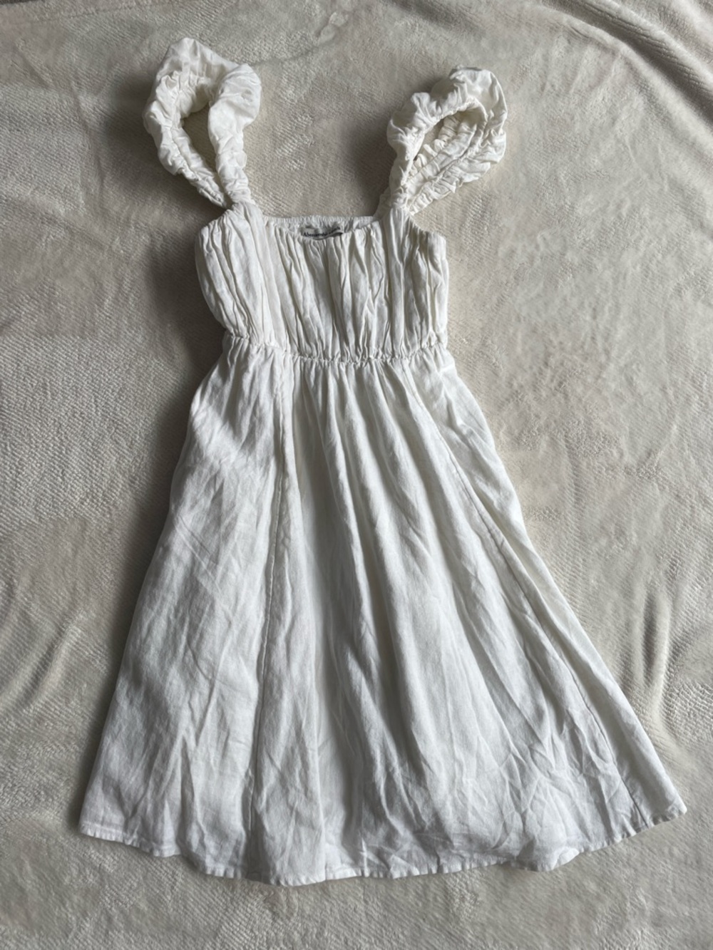 Abercrombie & Fitch White Ruffled-Strap Midi Dress